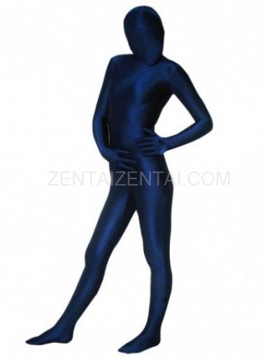 Unicolor Fullbody Full Body Dark Blue Spandex Morph Zentai Suit