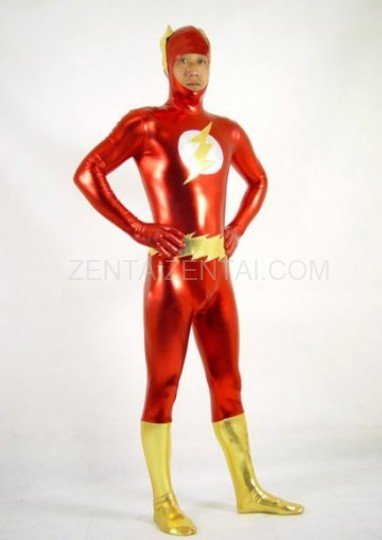 Shiny Metallic Flash Costume with Mask
