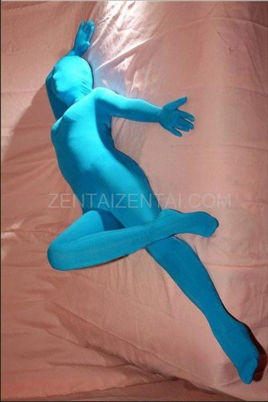 Classic Unicolor Fullbody Full Body Blue Lycra Spandex Unisex Morph Zentai Suit