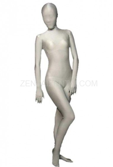 Greyish White Lycra Spandex Morph Zentai Suit