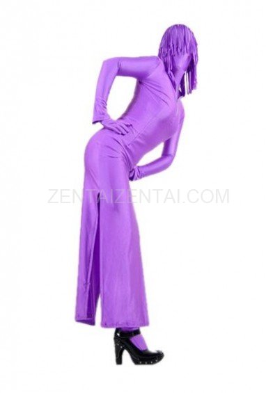 Purple Lycra Spandex Unisex Morph Zentai Suit in Skirt Style