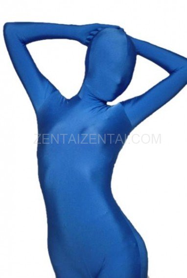 Unicolor Fullbody Full Body Blue Lycra Spandex Morph Zentai Suit