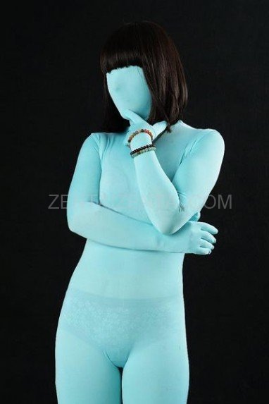 Unicolor Fullbody Full Body Light Blue Lycra Spandex Unisex Morph Zentai Suit