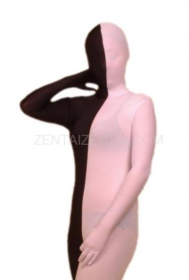 Black And Pink Lycra Spandex Morph Zentai Suit