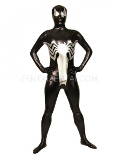 Black With Silver Dragonfly Shiny Metallic Morph Zentai Suit