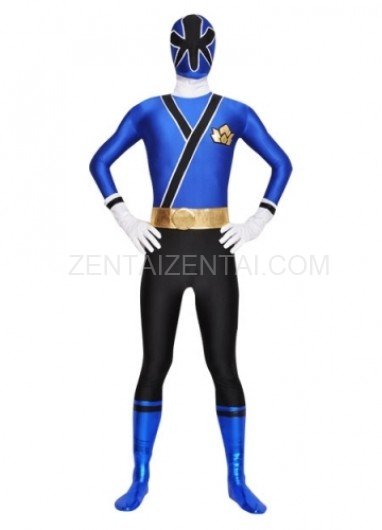 Blue and Black Lycra Spandex Unisex  Morph Zentai Suit