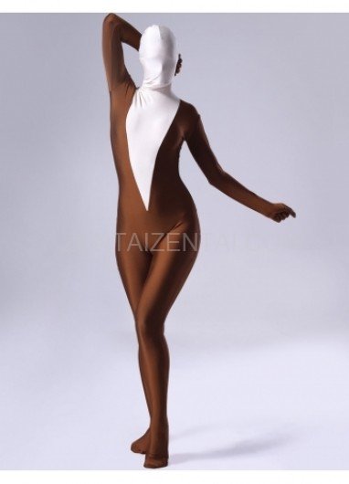 Coffee Lycra Spandex Female Morph Zentai Suit