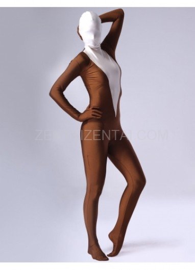 Coffee Lycra Spandex Female Morph Zentai Suit