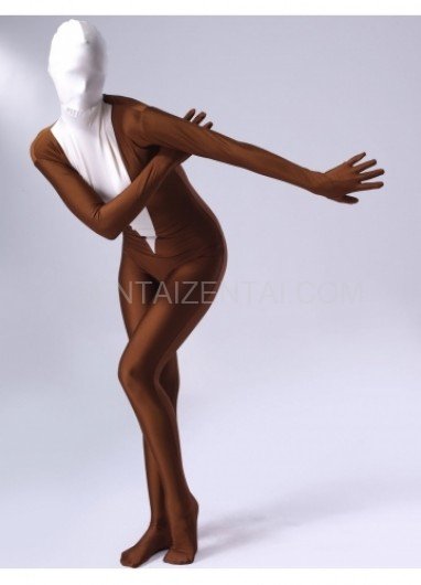 Coffee Lycra Spandex Female Morph Zentai Suit