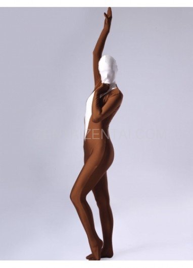Coffee Lycra Spandex Female Morph Zentai Suit