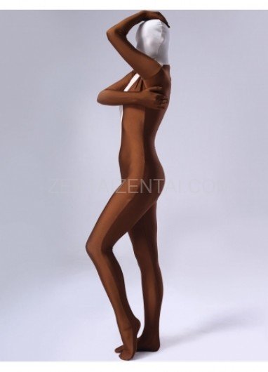 Coffee Lycra Spandex Female Morph Zentai Suit