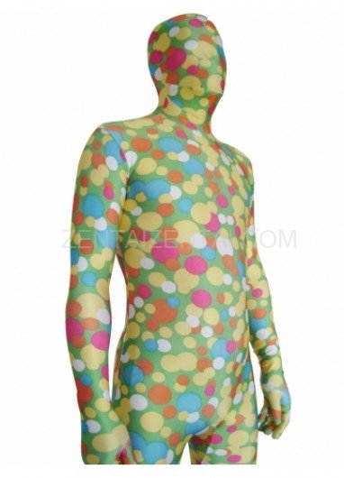 Soft Green Dot Lycra Spandex Unisex Morph Zentai Suit
