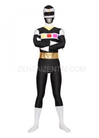 Black with White Unisex Lycra Morph Zentai Suit