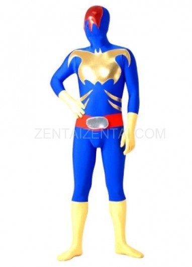Blue with Yellow And Red Lycra Spandex Morph Zentai Suit