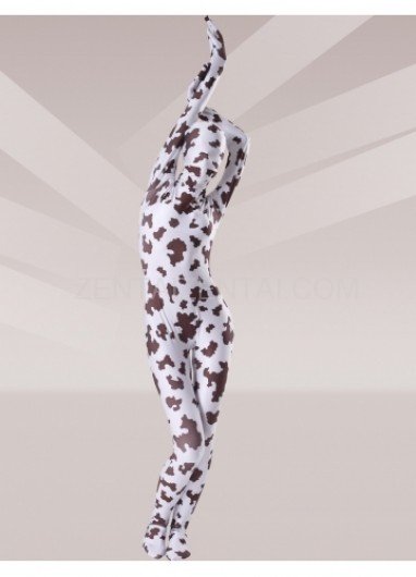 Brown And White Cow Lycra Spandex Unisex Morph Zentai Suit