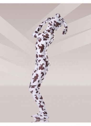 Brown And White Cow Lycra Spandex Unisex Morph Zentai Suit