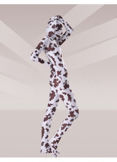 Brown And White Cow Lycra Spandex Unisex Morph Zentai Suit