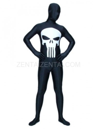 Cheap Black And White Lycra Spandex Unisex Morph Zentai Suit