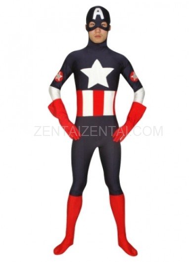 Indigo with Red Super Hero Lycra Spandex Morph Zentai Suit