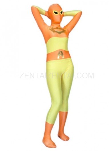 Orange And Yellow Spandex Morph Zentai Suit