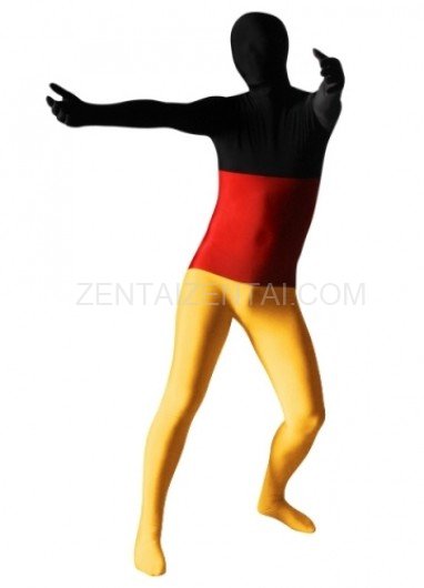 Pattern of German Flag Lycra Spandex Unisex Morph Zentai Suit