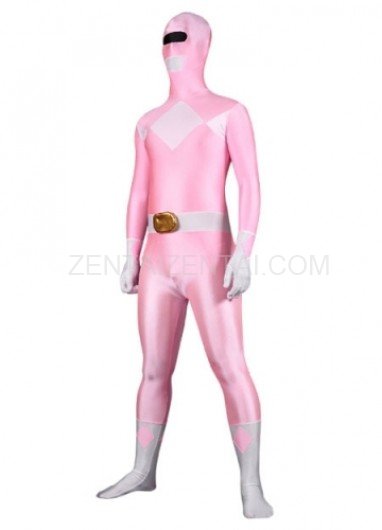 Pink Lycra Spandex Multicolor Super Hero Morph Zentai Suit