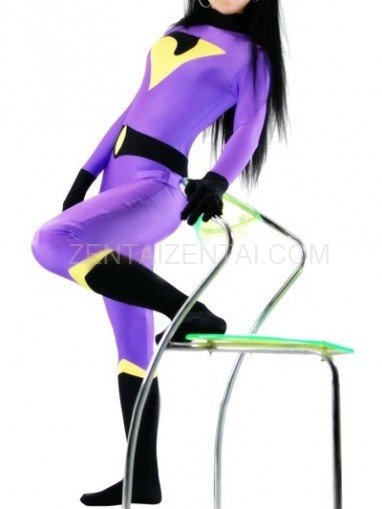 Purple With Black Lycra Spandex Morph Zentai Catsuit