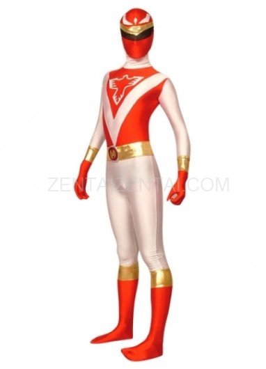 Red And White The Terminator Lycra Spandex Super Hero Costume