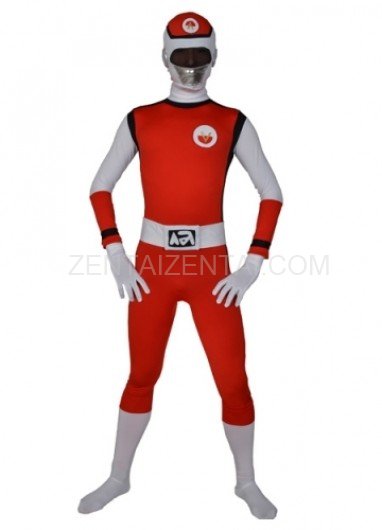 Red with Black White Lycra Morph Zentai Men\'s Suit