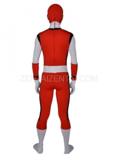 Red with Black White Lycra Morph Zentai Men\'s Suit