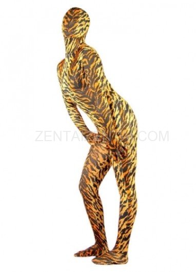 Sexy Tiger Pattern Lycra Spandex Female Morph Zentai Suit