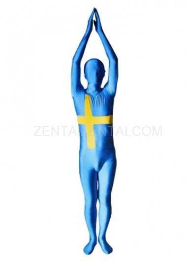 Sweden Flag Pattern Unisex Lycra Morph Zentai Suit