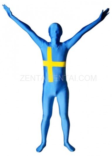 Sweden Flag Pattern Unisex Lycra Morph Zentai Suit