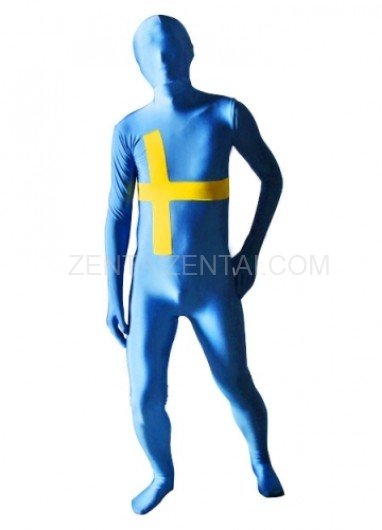 Sweden Flag Pattern Unisex Lycra Morph Zentai Suit