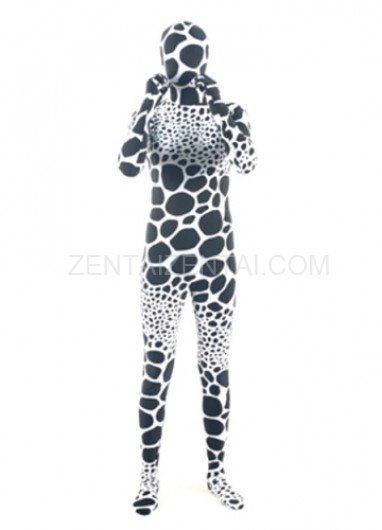 White Black Dot Lycra Spandex Unisex Morph Zentai Suit