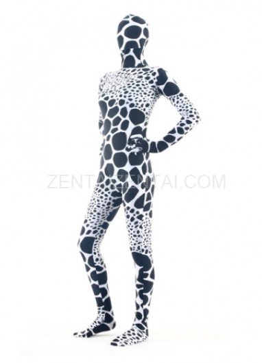 White Black Dot Lycra Spandex Unisex Morph Zentai Suit