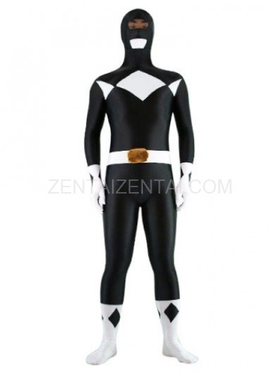 Black And White Lycra Spandex Unisex Super Hero Morph Zentai Suit