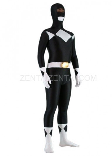 Black And White Lycra Spandex Unisex Super Hero Morph Zentai Suit