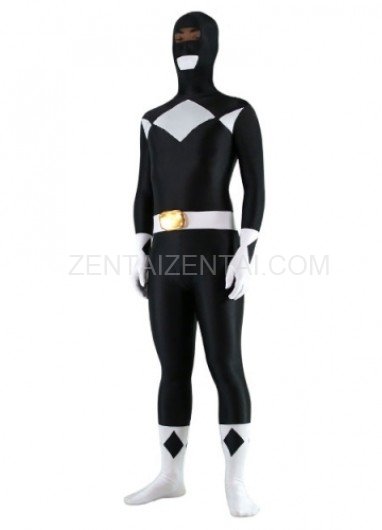 Black And White Lycra Spandex Unisex Super Hero Morph Zentai Suit