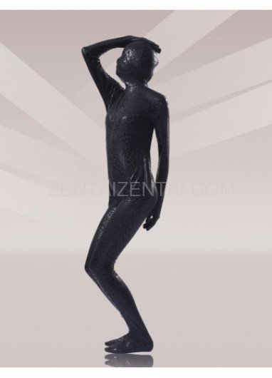 Black Leopard Shiny Metallic Unisex Morph Zentai Suits