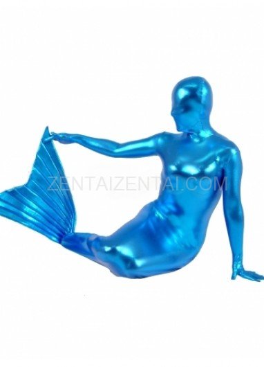 Blue Shiny Metallic Mermaid Suit