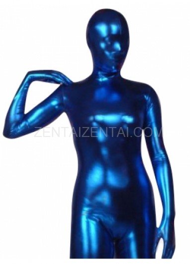 Blue Shiny Metallic Morph Zentai Suit