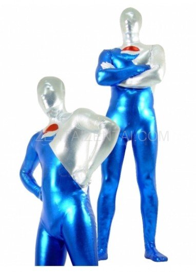 Blue and Silver Shiny Metallic Unisex Catsuit
