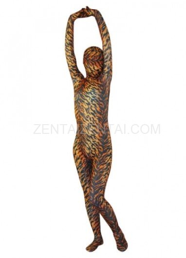 Cheap Tiger Pattern Lycra Spandex Unisex Morph Zentai Suit