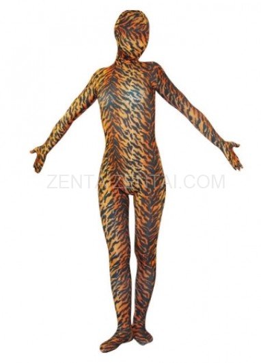 Cheap Tiger Pattern Lycra Spandex Unisex Morph Zentai Suit