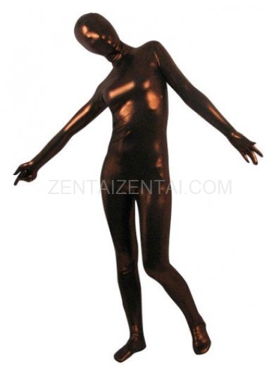 Coffee Shiny Metallic Unisex Morph Zentai Suit