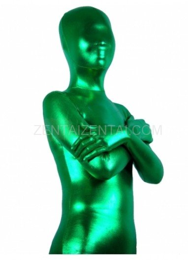 Cool Green Shiny Metallic Unisex Morph Zentai Suit