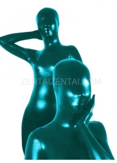 Cyan Shiny Metallic Unisex Morph Zentai Suit