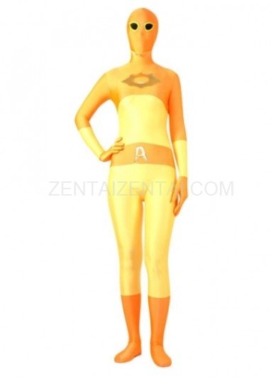 Deep And Soft Yellow Lycra Spandex Super Hero Morph Zentai Suit