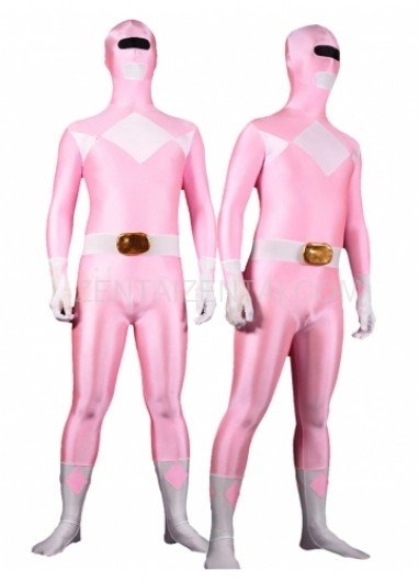 Pink with White Lycra Spandex Unisex Morph Zentai Suit